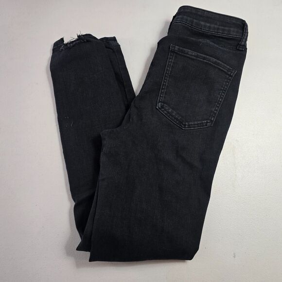 SO Jegging Juniors 7 / 28 Black Super High Rise Curvy Destroyed Button - Picture 11 of 16